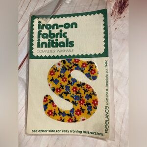 Initial S iron on patch-NEW-yellow w/blue and pink flowers